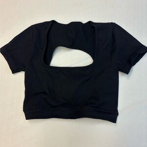 Black Open-Back Women's Workout Top